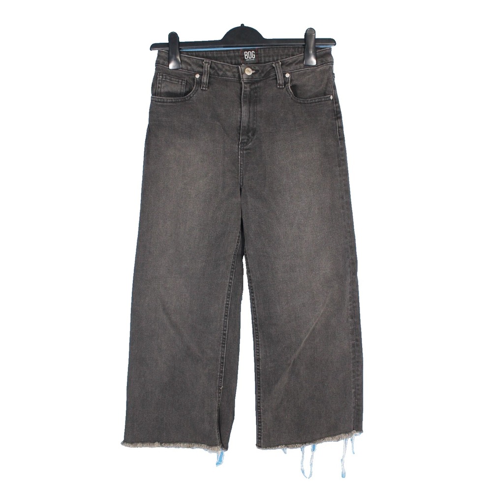 BDG URBAN OUTFITTERS JEANS Black Fade STRETCH DENIM Raw Hem WIDE LEG ANKLE sz 28
